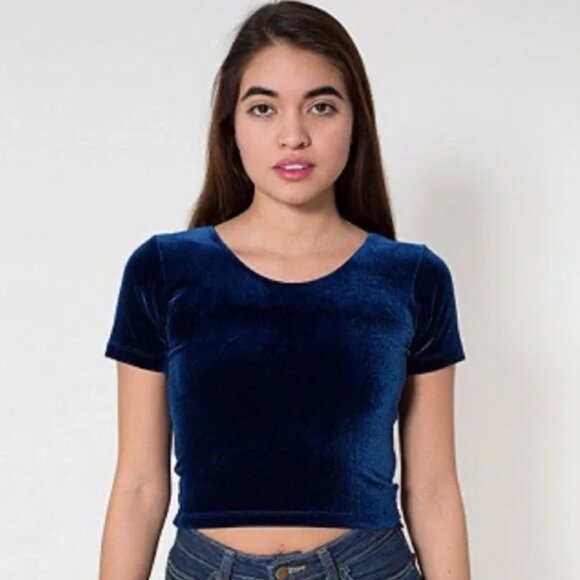 American Apparel Blue Crop Top - Picture 1 of 3